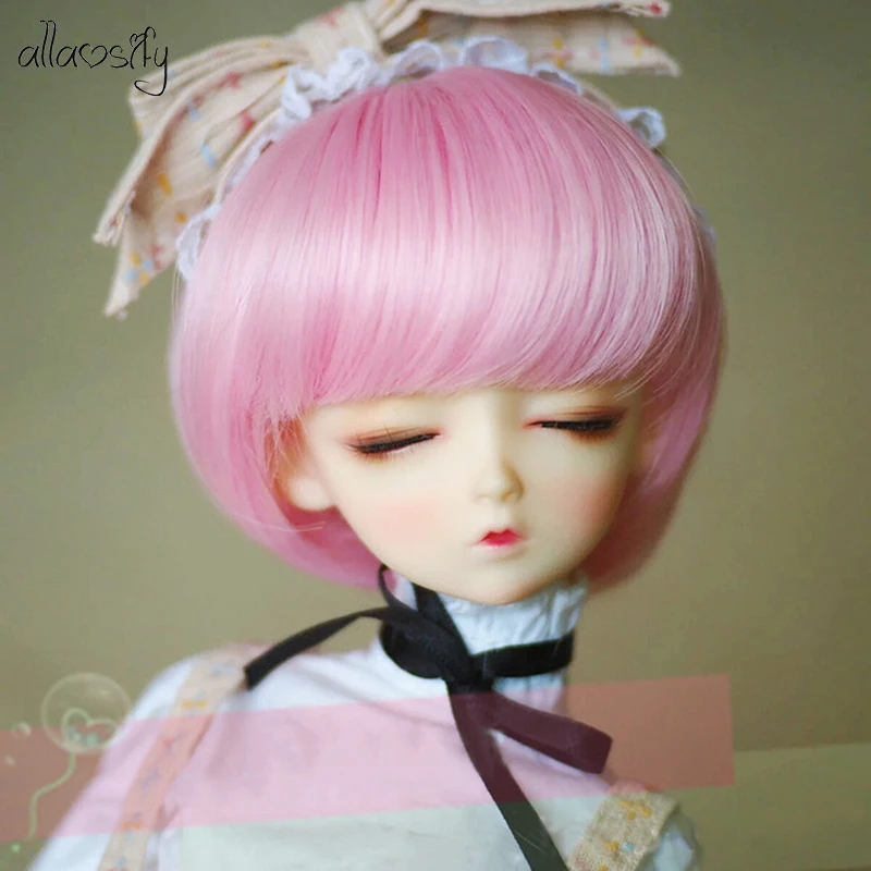 Волосы Allaosify Bjd 1 шт. розовые высокотемпературные волосы 1/3 1/4 1/6 1/8 BJD короткий парик