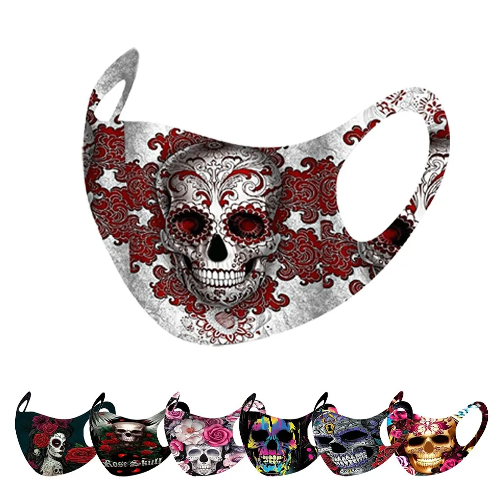 Маска для лица с рисунком призрака черепа моющаяся многоразовая маска домашней