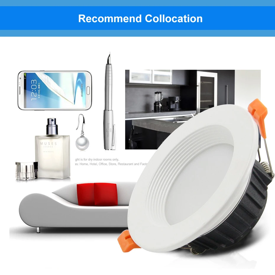 Dimmable светодиодный встраиваемый светильник, потолочный светильник 12 Вт/10 Вт/7 Вт, Светодиодный точечный светильник, AC110V 220 В, светодиодный встраиваемый светильник, внутренний светильник, светильники