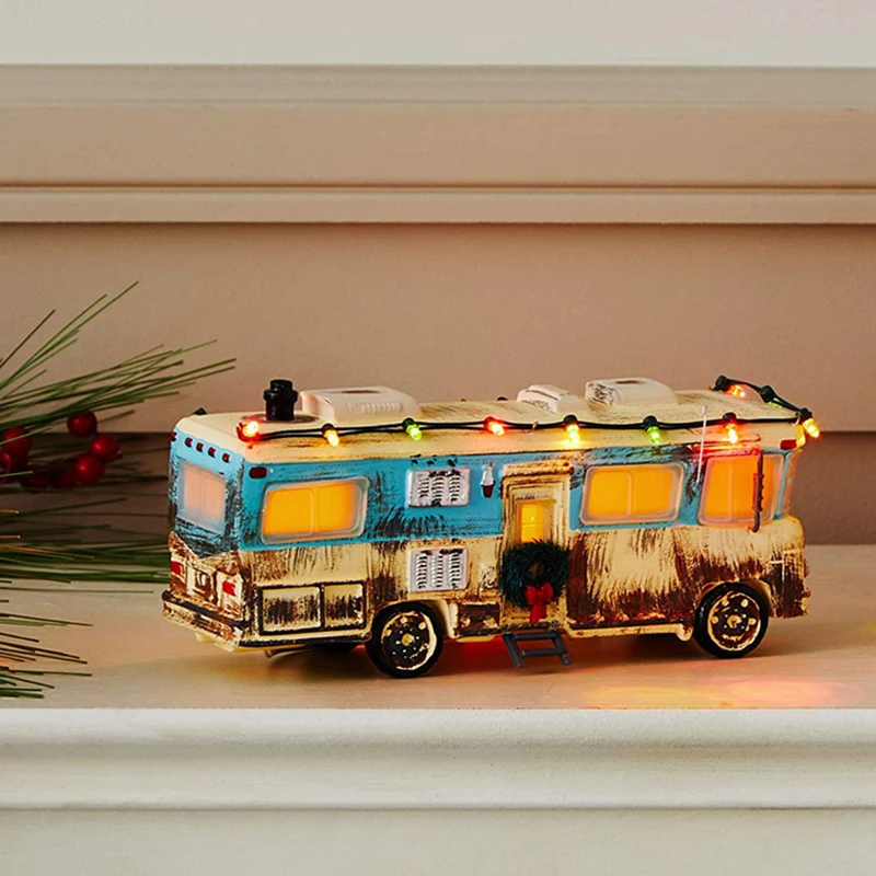 resin christmas village party decoration santa claus pine needles snow street view house holiday gift home ornaments free global shipping