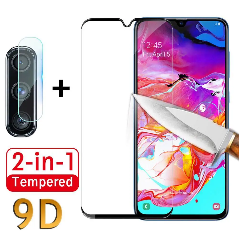 2 IN 1 Black 9D 9D Стекло для samsung A20E A50 A80 A6 A8 плюс A9 чехол закаленное стекло Защита для экрана камеры A30 M30 M20 M10 50 м A10 полное покрытие - Цвет: 2 IN 1 Black 9D