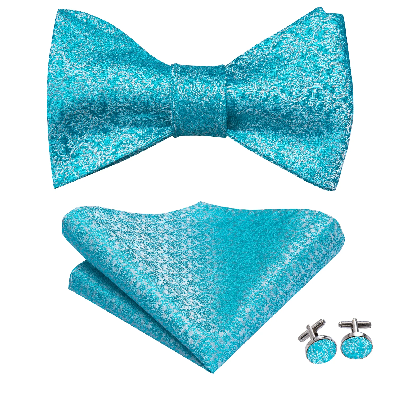 

LH-2022 Hi-Tie Silk Adult Men's Self-Tied BowTie High Quality Fashion Light Blue Butterfly Bowtie Set for Men Wedding Party