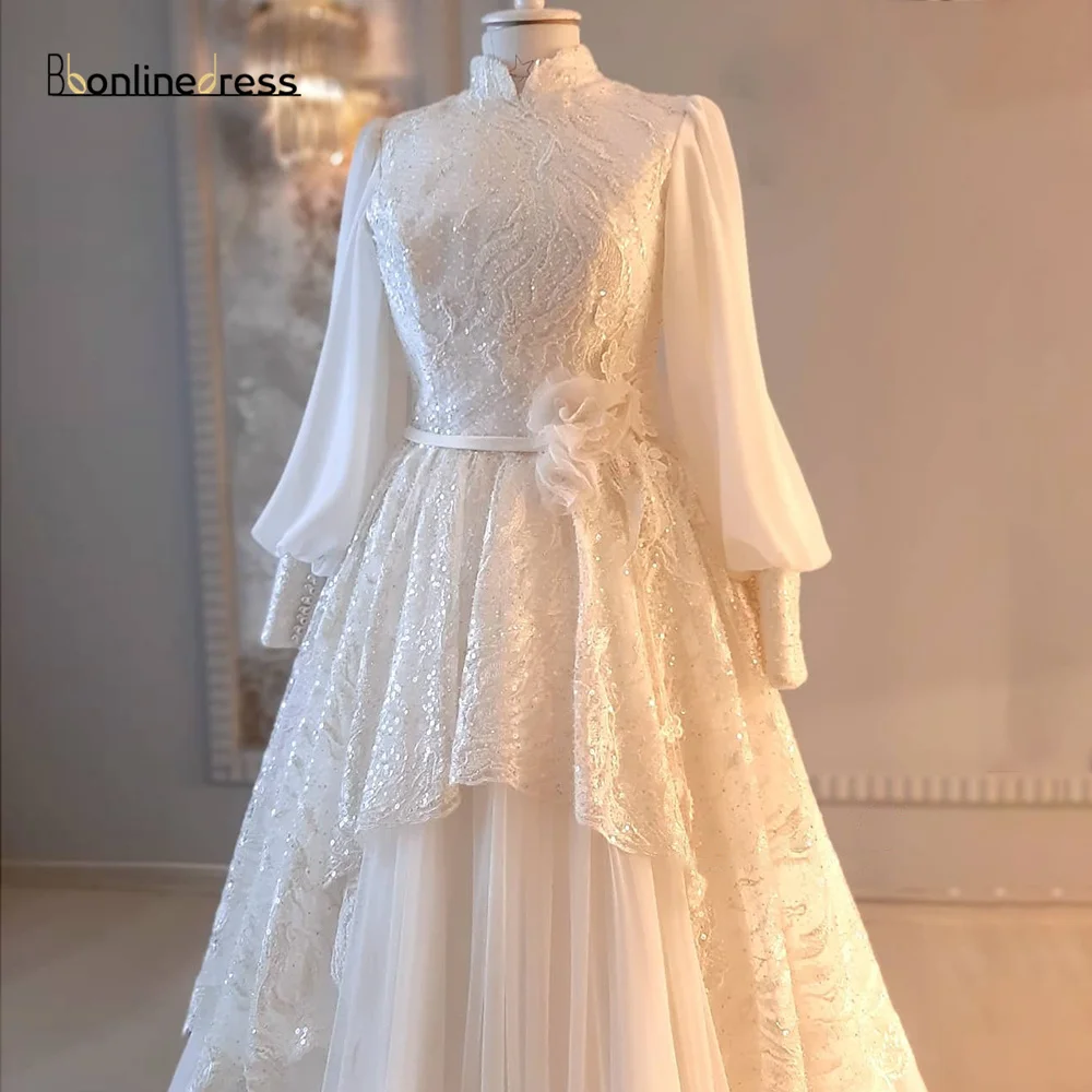 Bbonlinedress Ivory Lace Moroccan Evening Dress 2021 Floor-Length Long Evening Formal Dress Elegant Tiered Muslim Party Dress (0)