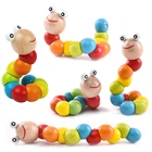 Детский красочный деревянный червь, искусственный червь, твист, марионетка для детей, познавательная детская модель