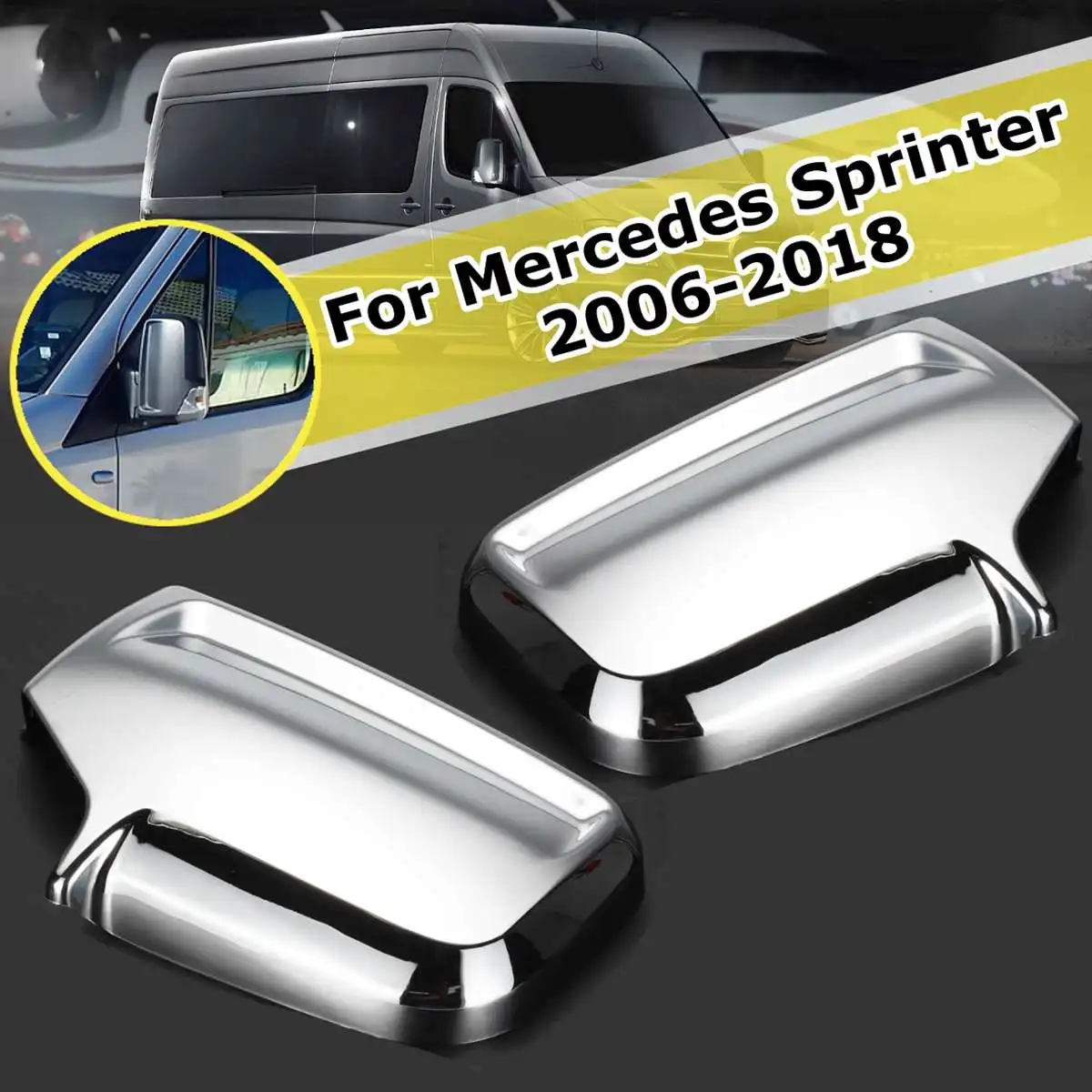 Горячая новая пара глянцевых хромированных зеркал заднего вида для Mercedes Sprinter 2006