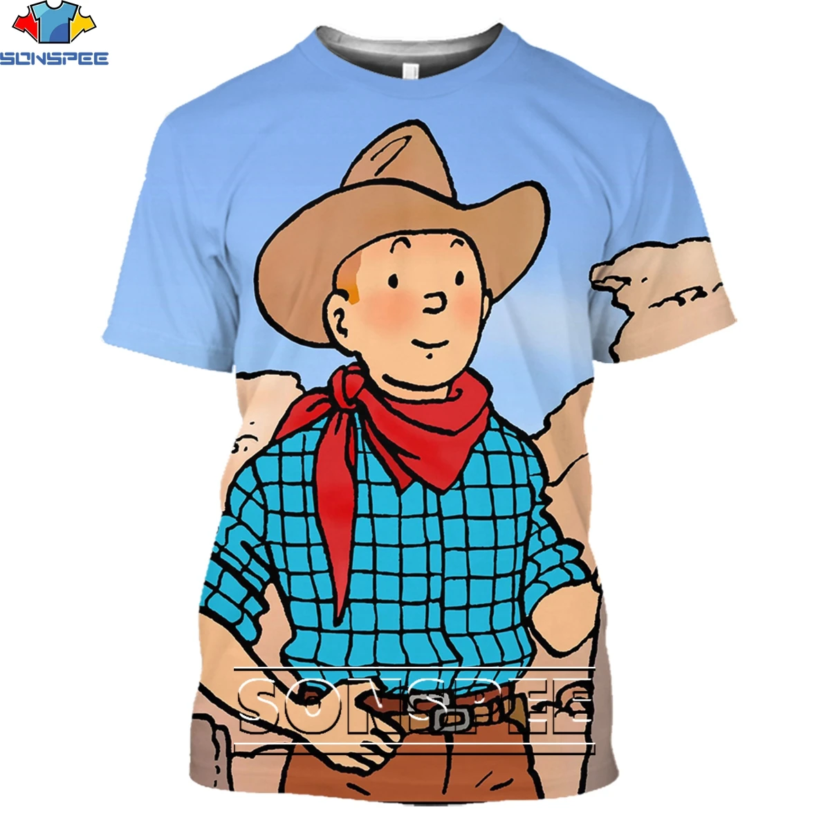 

SONSPEE 3D Print Tintin T-shirts Men Women Funny France Streetwear Harajuku Hip Hop Short Sleeve Cartoon Tees Tops Short Sleeve
