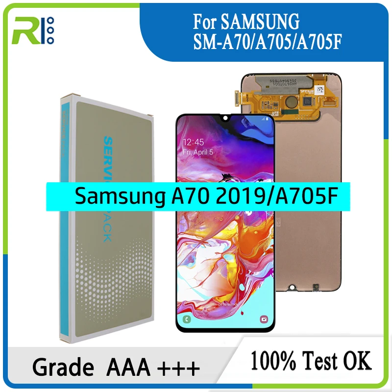 

100% SUPER AMOLED 6,7 ''ЖК-дисплей для Samsung Galaxy A70 A705 A705F SM-A705MN сенсорный экран дигитайзер в сборе + пакет услуг