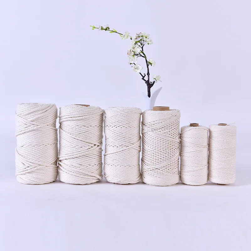 

3mm 4mm 5mm 6mm DIY Macrame Rope Twisted String Cotton Cord For Handmade Natural Beige Rope Home Wedding Accessories Gift