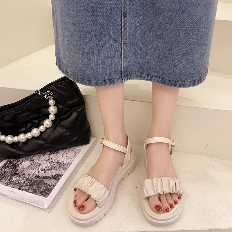

Med Block Heels Clogs Wedge Muffins shoe Comfort Shoes for Women Beige Heeled Sandals 2021 Summer Espadrilles Platform Buckle St