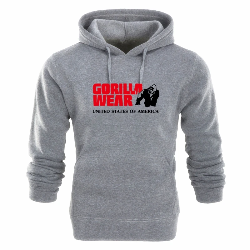 Брендовая мужская толстовка с капюшоном повседневная принтом топ Gorilla Wear модный