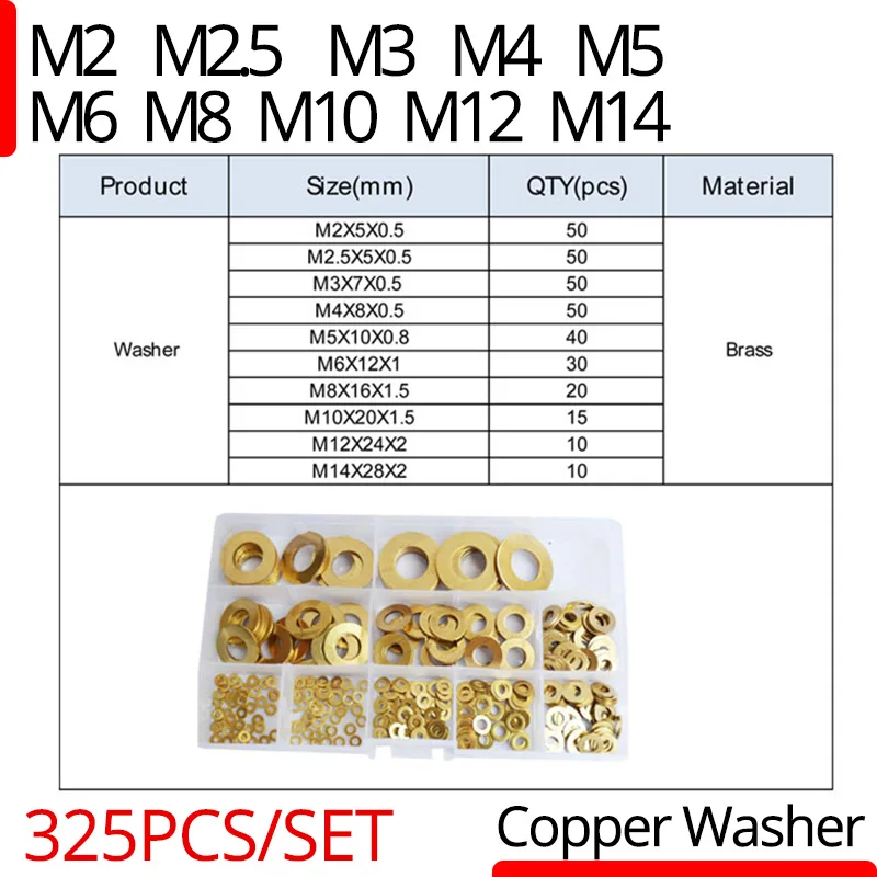 M2 M2.5 M3 M4 M5 M6 M8 M10 M12 M14 Rings Set Flat Sealing Washers Brass Copper Seal Washer O Ring Gasket | Обустройство дома