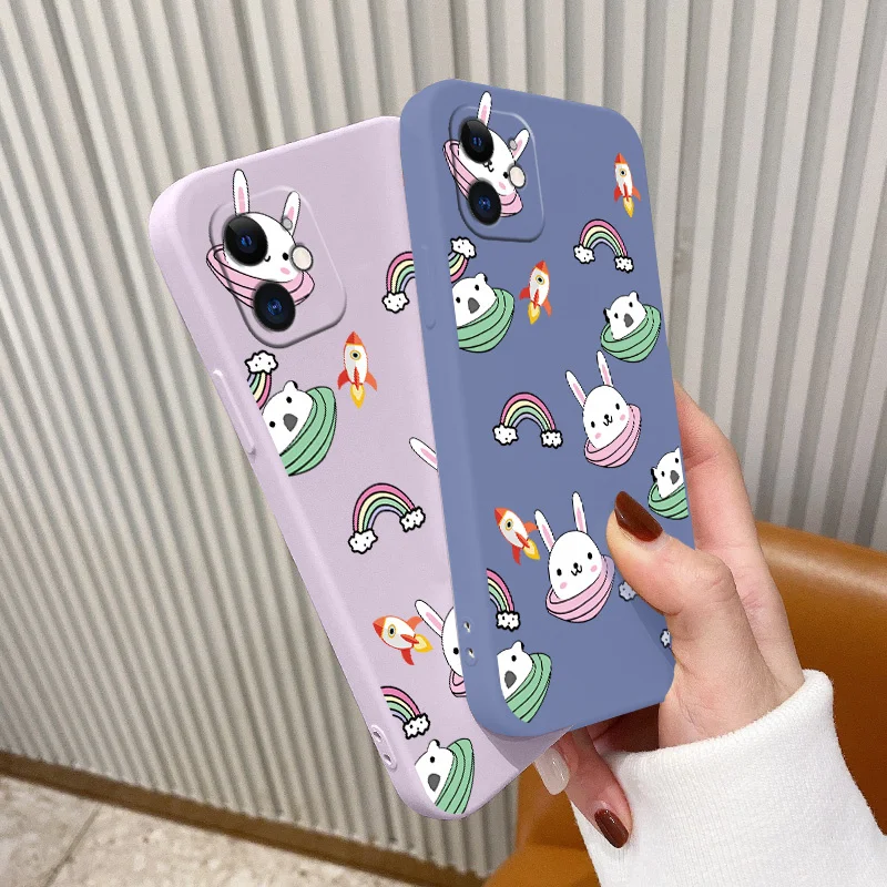 

Funny Bunny Silicone Case For iPhone 12 Max Mini 11 Pro Max X XR XS MAX SE2020 8 7 6 6S Plus Ultra Thin Soft Phone Cover Case
