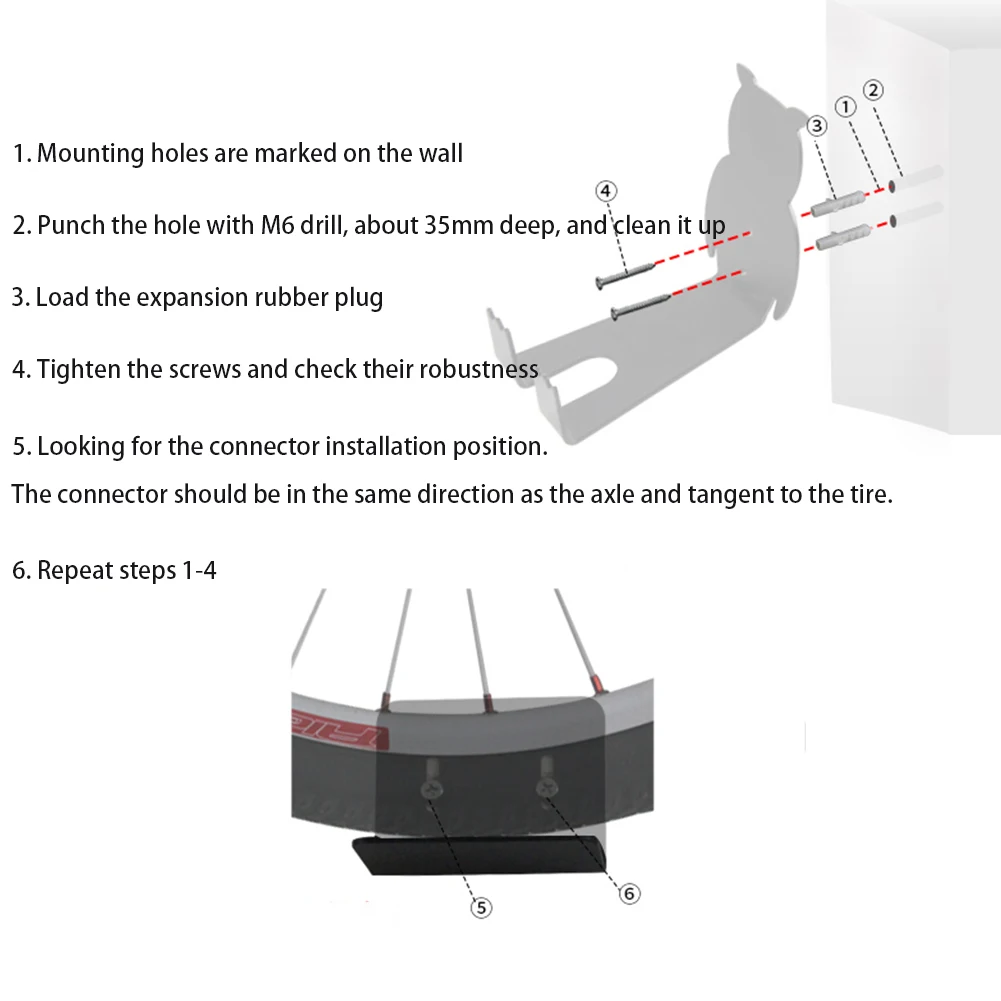 

Stand Holder Hanger Wall Mount Strong Load Capacity Steel Sturdy Rack Bicycle Accessories Space Saving