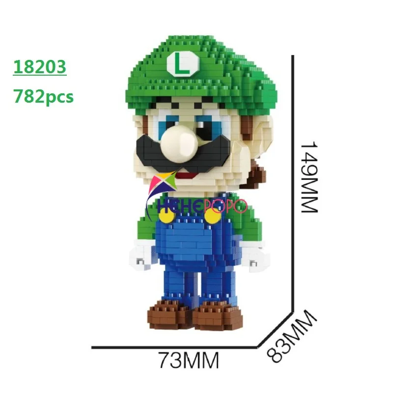 

18202 New maros Block Mini Blocks Cute Cartoon Luigi Building Bricks Toys for Children Present Valentine Fun Toy maros Girls