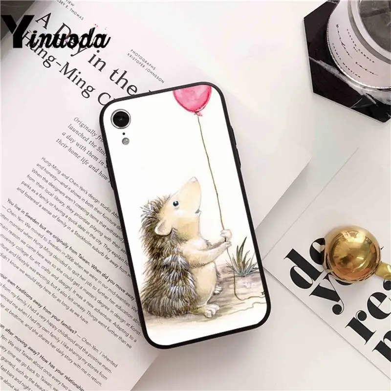 

Yinuoda Animal cute cartoon hedgehog painting Phone Case cover For iPhone X 8 7 6 6S Plus XS MAX 5 5S SE XR 11 12 Pro max coque