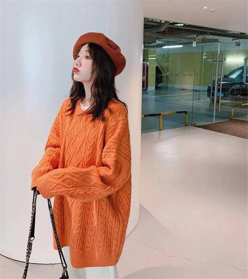 Женский свитер простой Повседневный сезон весна-осень-зима вязаный свободный с