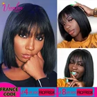 Короткие прямые парики боб Vanlov с челкой, бразильские парики из натуральных волос для женщин, парики боб, парики из натуральных волос без клея