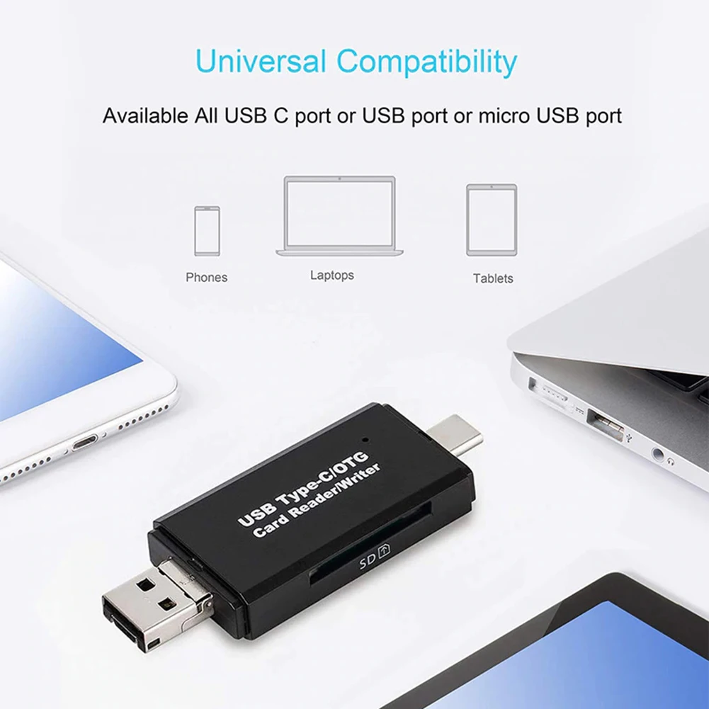 Type C Micro USB 3 в 1 OTG Кардридер высокоскоростной USB2.0 Универсальный TF/SD для Android