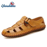 yeinshaars men cow leather sandals outdoor summer handmade men shoes men breathable casual shoes footwear walking sandals