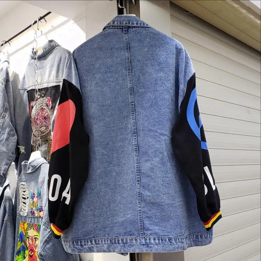 Новинка 2020 джинсовое пальто женская Свободная приталенная ковбойская куртка с