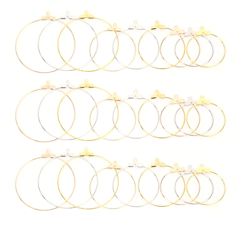 

30pcs Big Round Hoops Earrings Circle Classic Fashion Iron Ear Wires Hooks For DIY Jewelry Making Findings Material 25-40mm