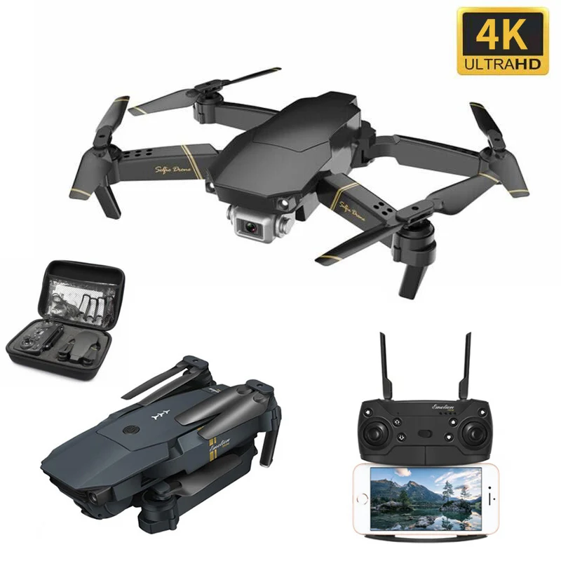 Мини Дрон 4k hd камера Регулировка 90 градусов Квадрокоптер игрушка вертолет черный