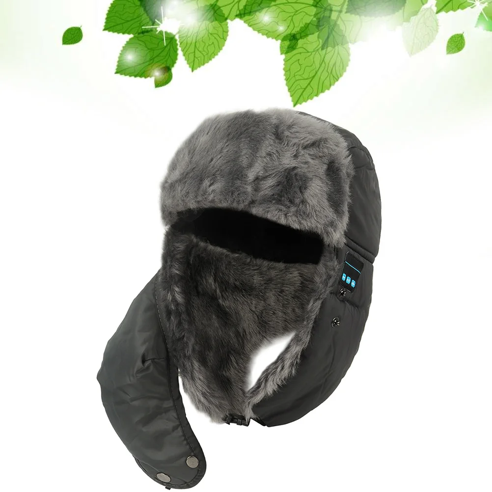 

Winter Thicken Ski Hat with Ear Flaps Warm Headphone Hat Outdoor Adjustable Wireless Hands-free for Men