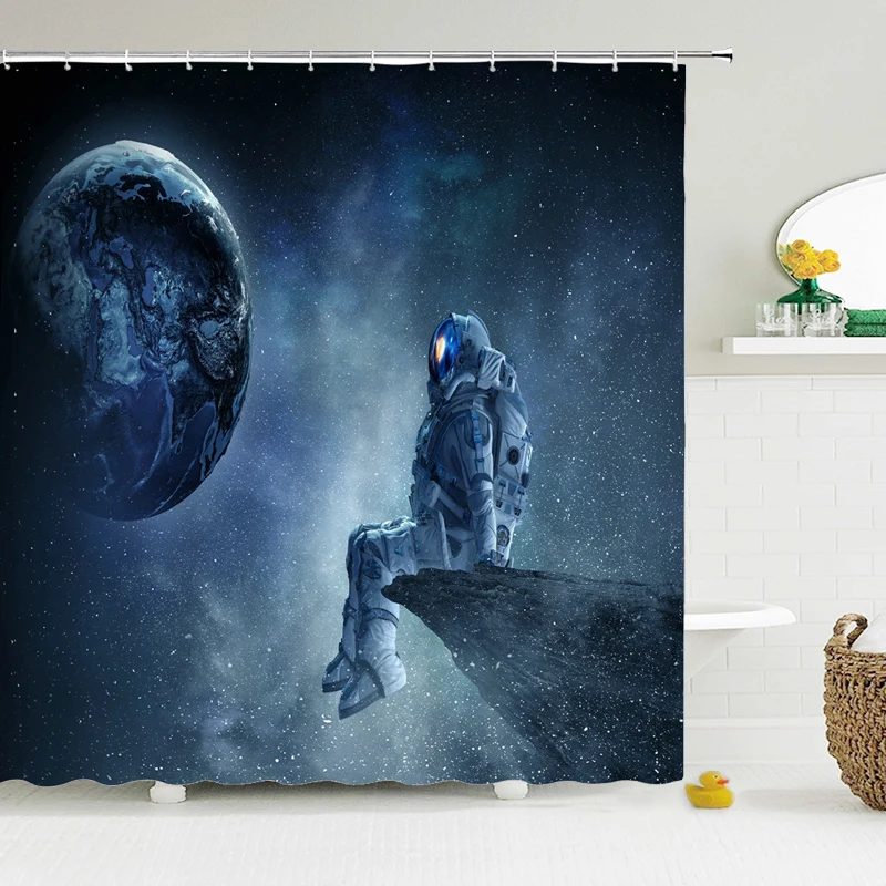 

Cartoon Child Shower Curtain Pirate Space Boy Bath Screens waterproof Bathroom Fabric 3D Printing Shower Curtain Home Decor Set