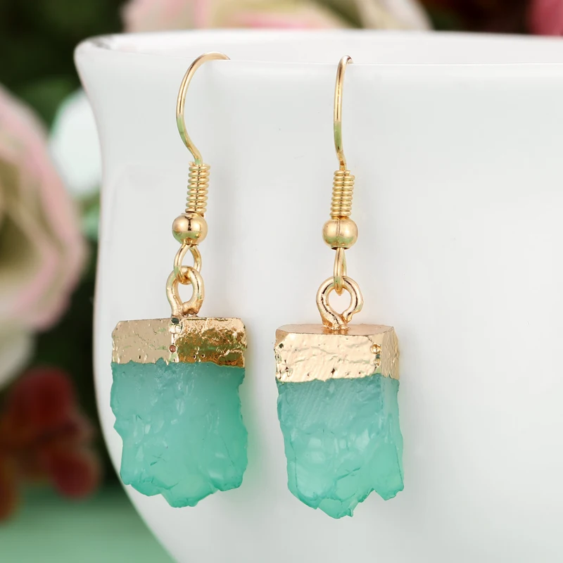 Женские серьги-подвески с натуральным камнем в богемном стиле | Украшения и