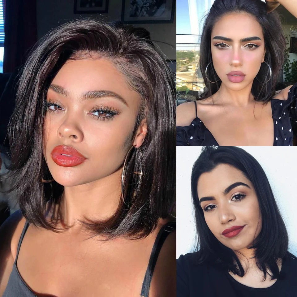 Дебютные бразильские прямые волосы Remy парик из человеческих волос на шнуровке