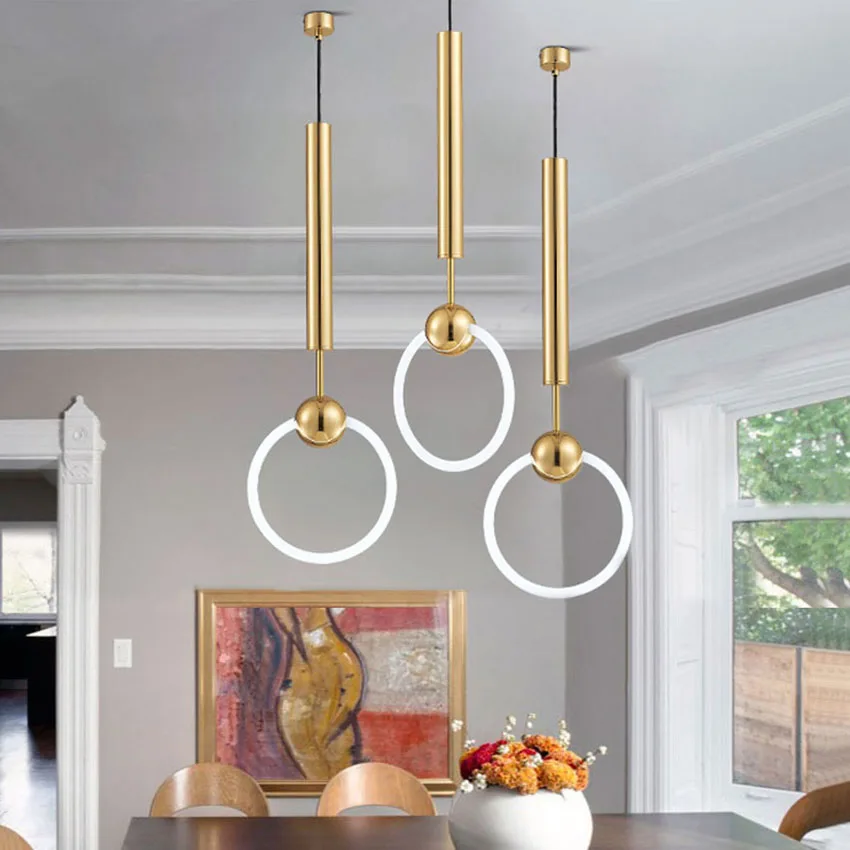 

Nordic LED Pendant Lights Modern Glass Ring Pendant Lamp Living Room Light Fixtures Dining Room Bedroom Decor Lighting Luminaria