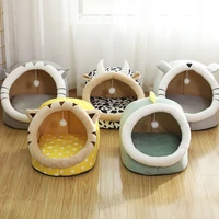 pet house plush soft cat bed warm winter cat cave mat sleeping for large small puppy kitten cotton nest with play ball cw243