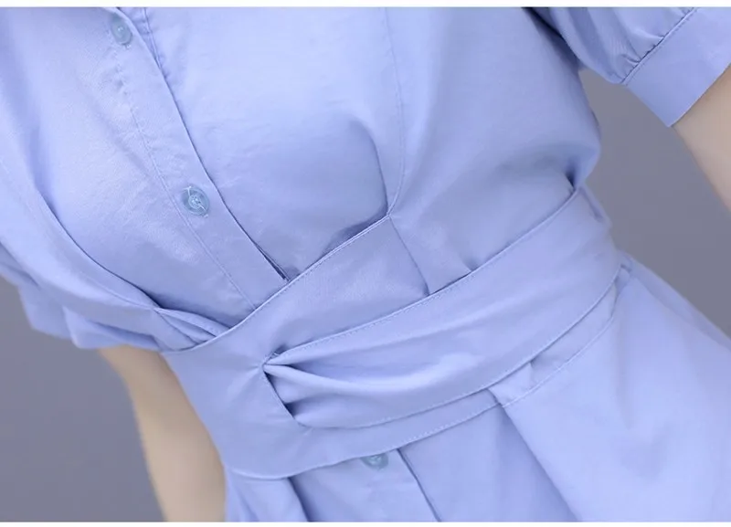 

2021 summer fashion casual women 2 piece sets Lace-up shirt tops + high waist casual blue wide-leg shorts two-piece suit