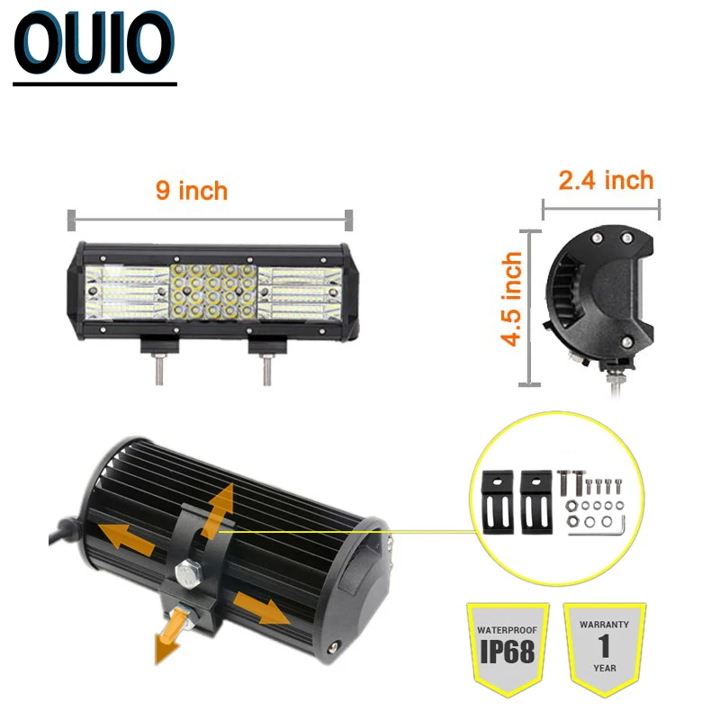 4-рядсветодиодный светильник световая балка 222 Вт 9 дюймов поросветильник