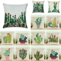 popular tropical plants cactus pillow case cotton linen throw cushion cover home sofa decor