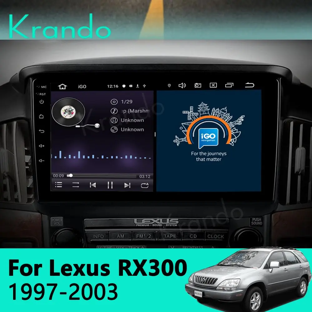 Автомобильный радиоприемник Krando Android 9. 0 9 дюймов IPS Full Touch для Lexus RX300 10 1997