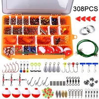 308pcs fishing tackles set soft worm lures ray frogs vib hard baits swivels crank hooks lead sinkers floats with abs box 162pcs