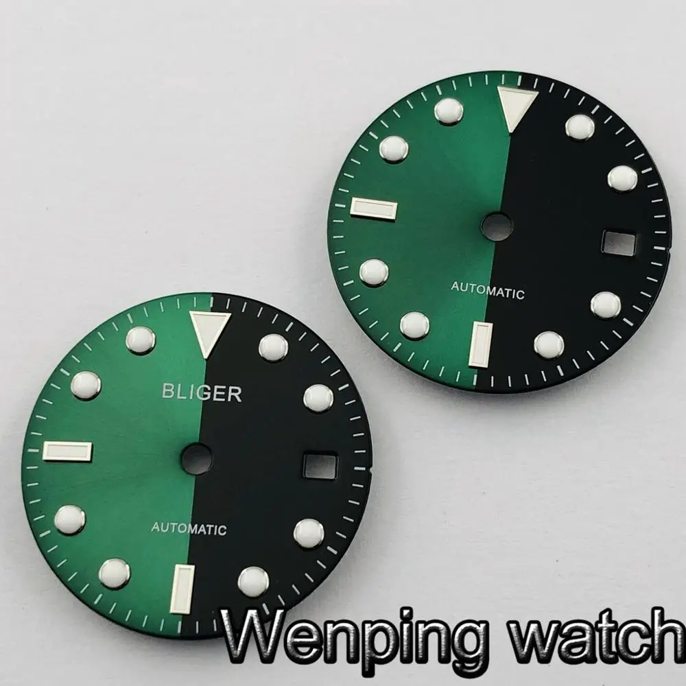 Светящиеся знаки с зеленым и черным циферблатом Bliger 28 5 мм подходят для Miyota серий