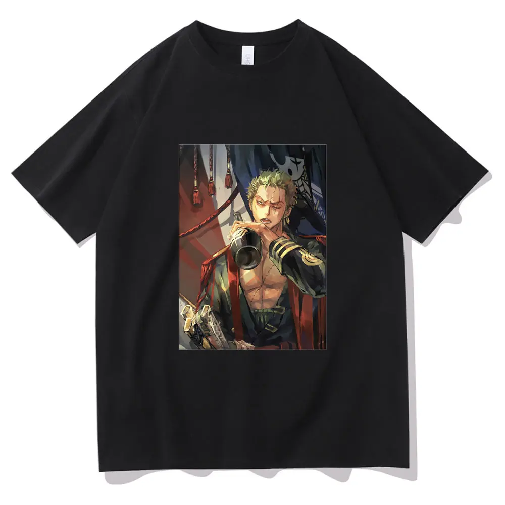 

Cartoons ONE PIECE Tshirt Super Cool Anime Roronoa Zoro Pattern T Shirt Summer Men/women Oversized EU Size Short Sleeve Tee Tops