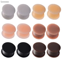 leosoxs 2pcs hot selling solid silicone ear pinna brown skin tone soft ear expander 3 50mm piercing jewelry