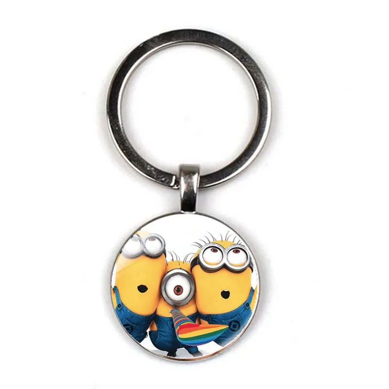 1 Despicable Me Minion Action Movie Glass Cabochon Keychains for Kid - Цвет: 1