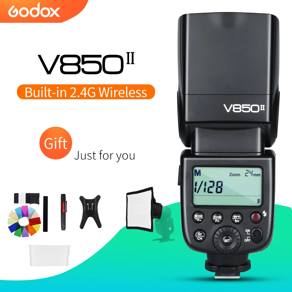 Godox V850II 2,4G GN60 Беспроводная X СИСТЕМА литий-ионная батарея Speedlite для Canon Nikon sony Pentax Olympus+ Бесплатный Набор софтбоксов 15*20 см