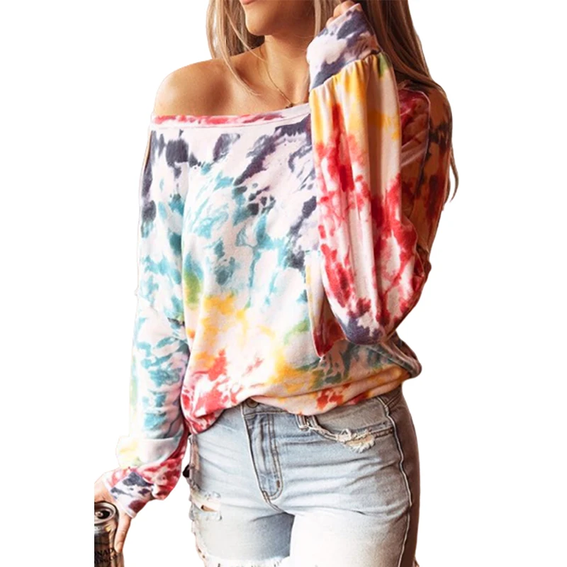 

Sexy Sexy 2020 Harajuku Multicolor Tie Dye Long Sleeve Top Ropa De Mujer Plus Size Camisetas Mujer T Shirt For Women Clothes 2XL