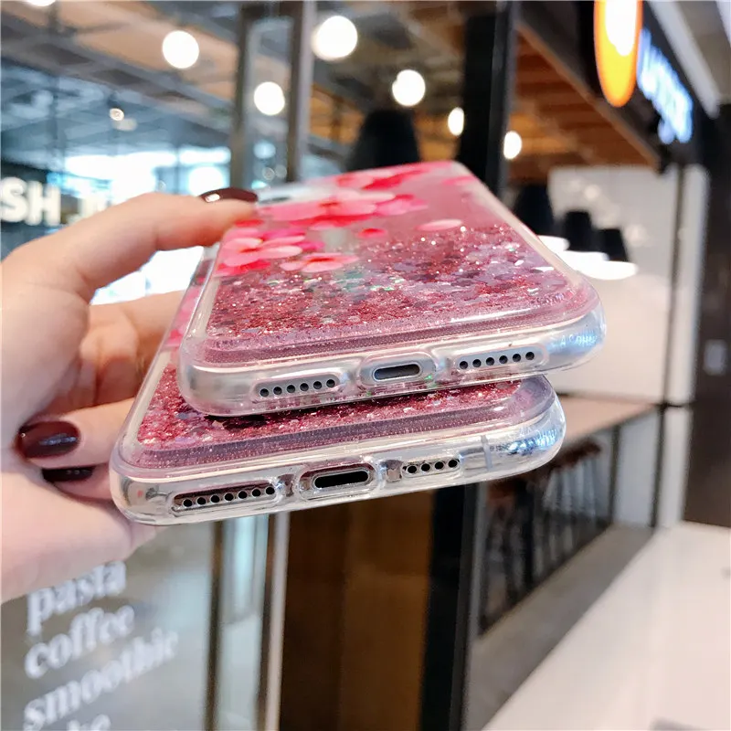 Блестящий Прозрачный чехол для телефона iPhone 11 Pro Max X XR Xs с блестящими листьями