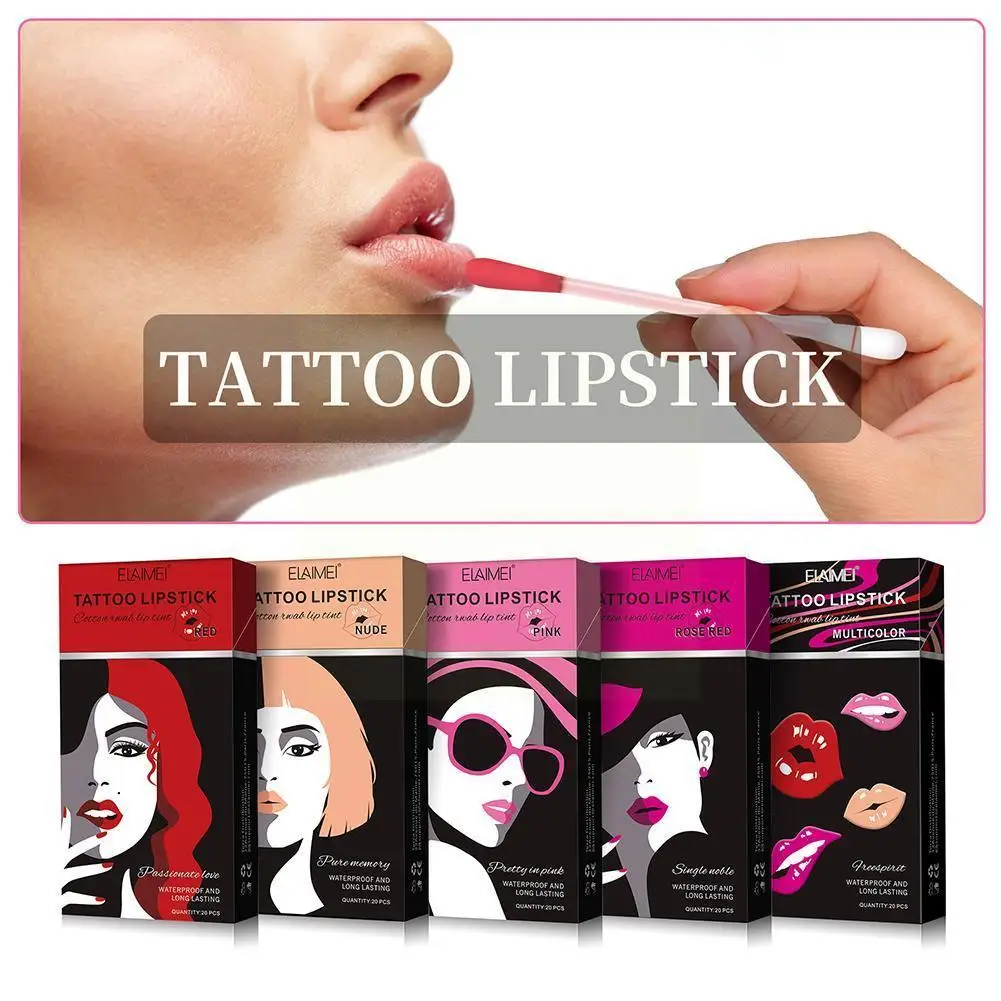 

20pcs/set Long Lasting Waterproof Portable Lipstick Cosmetics Lip Cotton Swab Disposable Microbrush Beauty Lipsticks Cigare N9E1