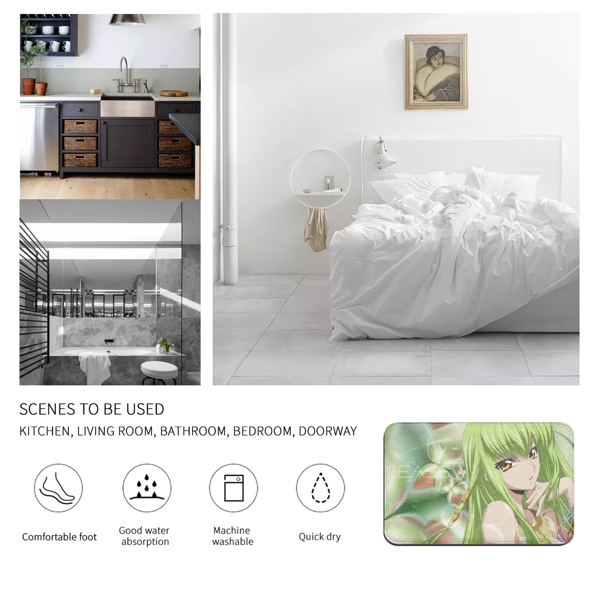 

Code Geass Anime Graphic Printed Flannel Room Bathroom Mat Doormat Size 40Cm By 60Cm Room Bedroom Home Decoration