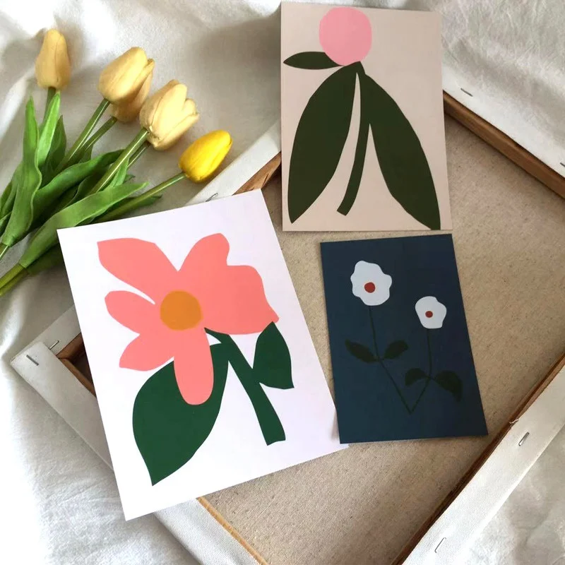 3 шт. DIY бумажные карты INS ручная роспись цветок настенный Декор реквизит для