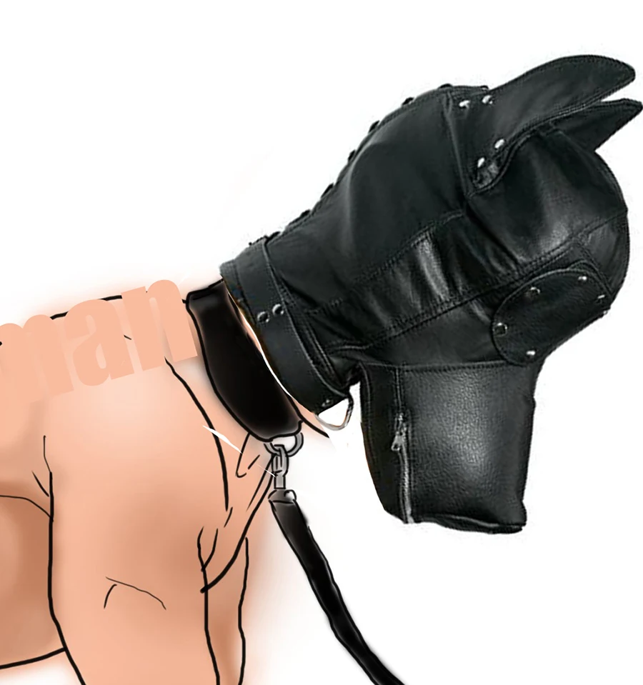 Slave Puppy Play Фантастическая связь маска на собачий капюшон Силиконовая пробка для