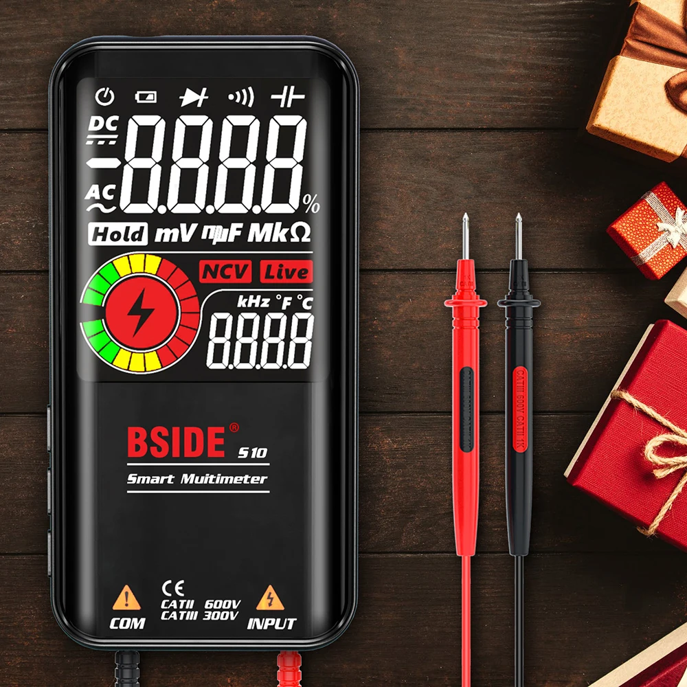 

BSIDE S10/S11 Digital Multimeter LCD Display 9999 Counts Smart DC AC Voltage Capacitor Tester Ohm Continuity Tester Multimeter