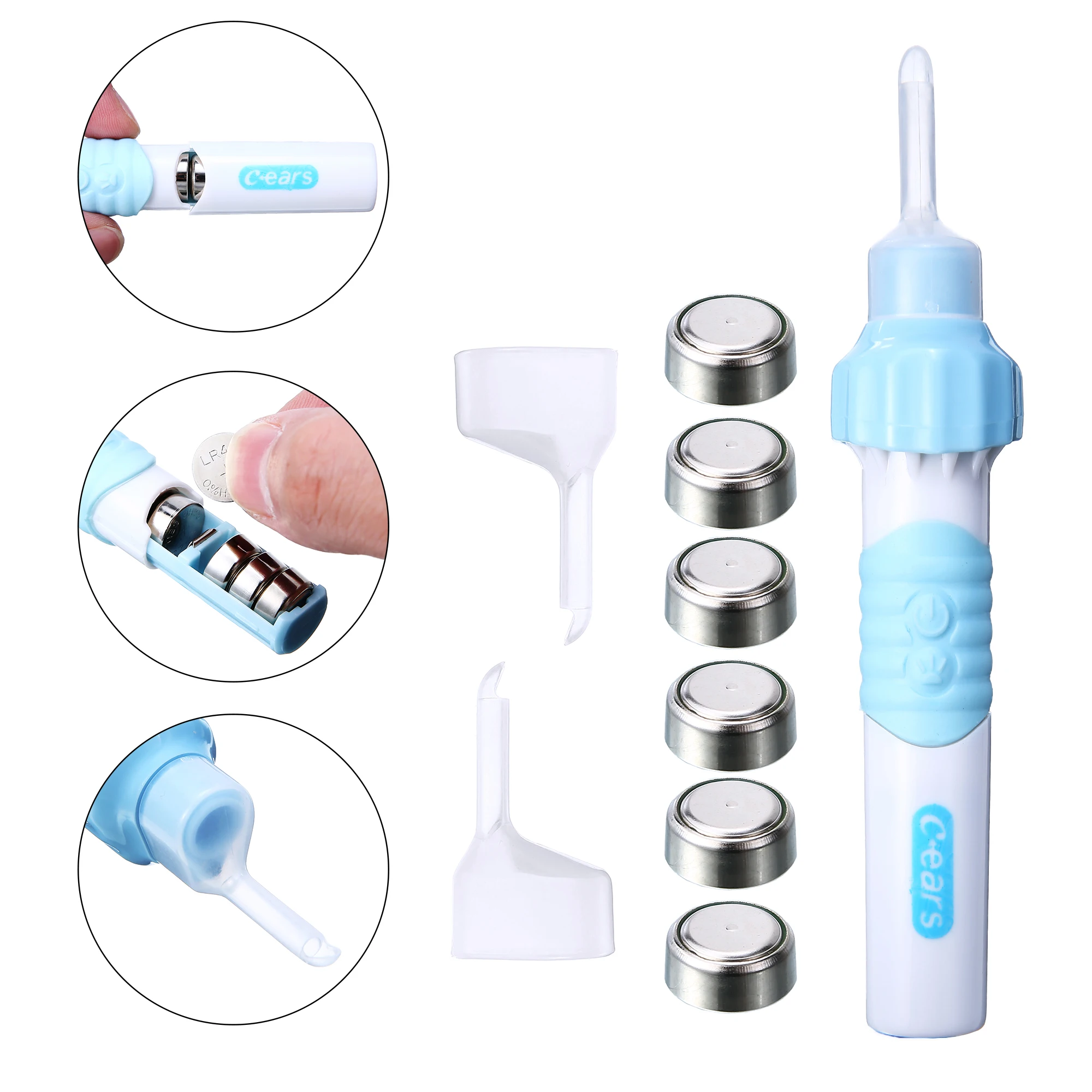 

Электрический вакуумный очиститель для ушей и воска безопасный чистящий инструмент с светодиодный светильник, портативные бытовые чистящ...